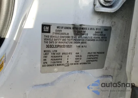 2008 Saturn Vue Xe z USA, uszkodzony, nr VIN 3GSCL33P68S519531